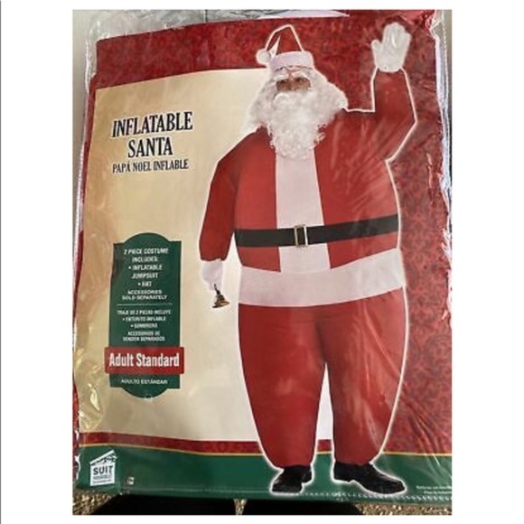 Inflatable Fat Santa Costume Blow Up Adult One Size Includes Fan Suit Yourself - Picture 3 of 8